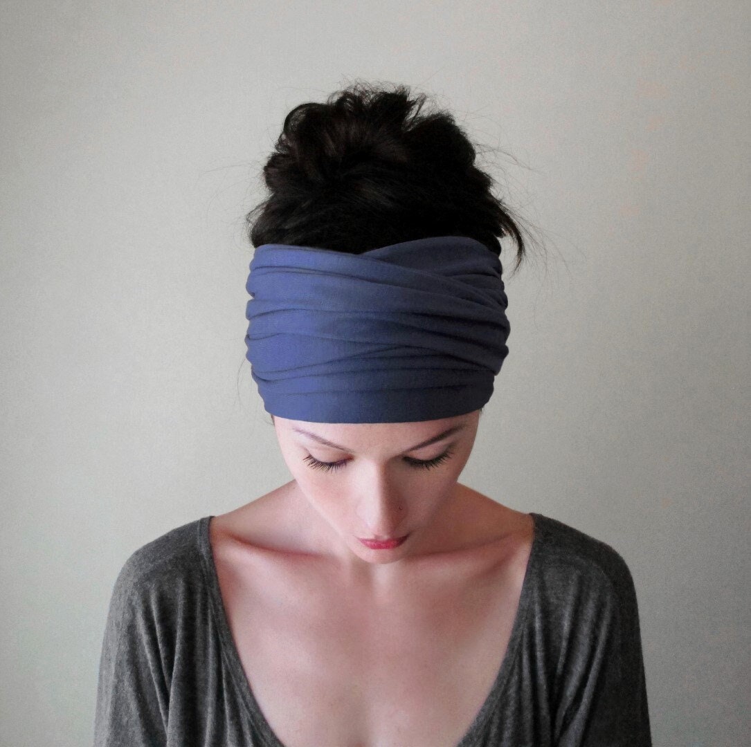 Dark Periwinkle Blue Jersey Kopftuch - Ecoshag Stoff Stirnband Schal Dark Periwinkle Blue Jersey Kopftuch - Ecoshag Stoff Stirnband Schal von EcoShag