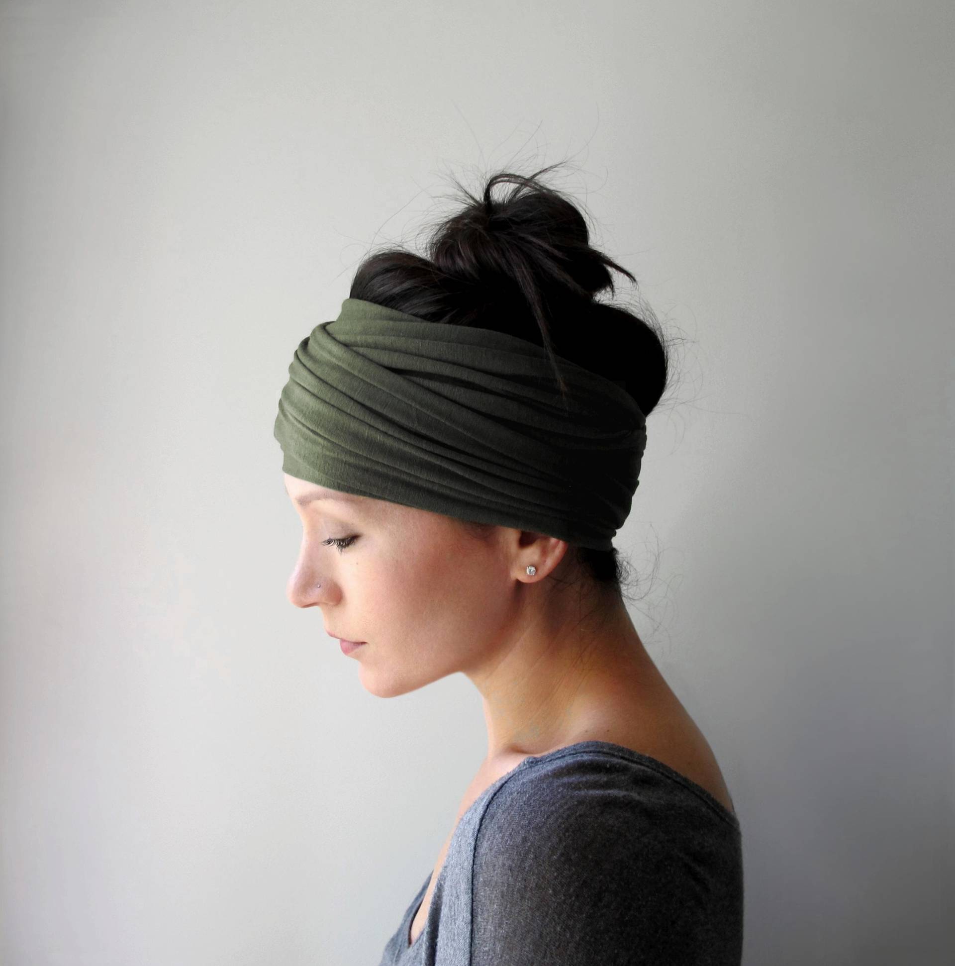 Olivgrün Stoff Stirnband Schal - Ecoshag Stretch Head Wrap Olivgrün Stoff Stirnband Schal - Ecoshag Stretch Head Wrap von EcoShag