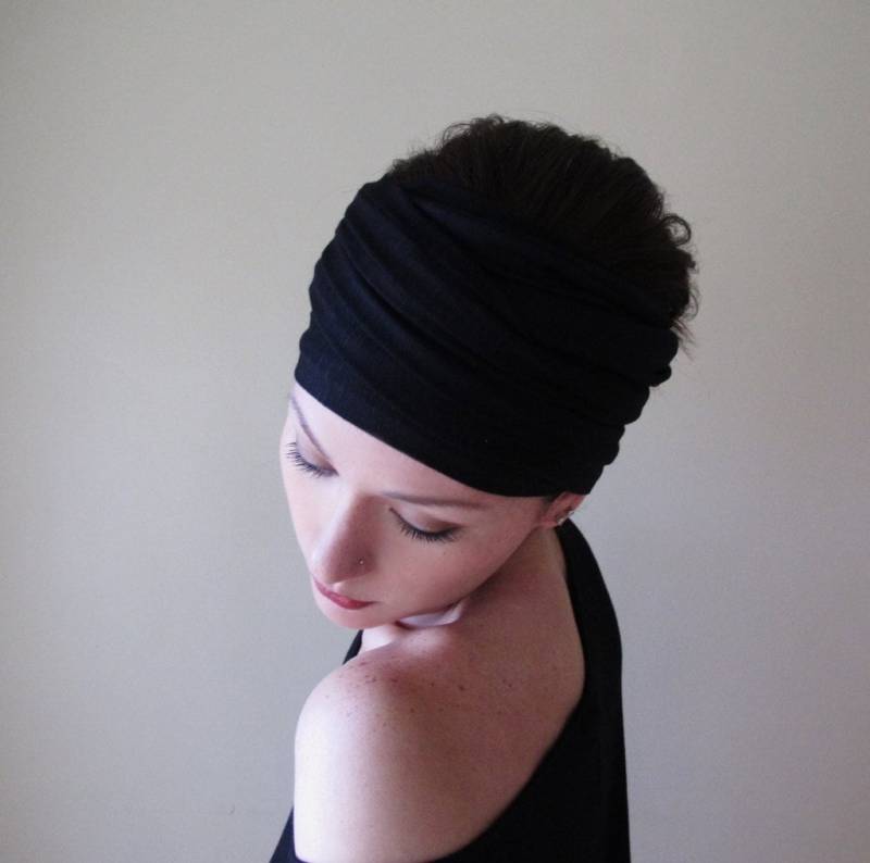 Schwarzes Stretch Kopftuch - Ecoshag Large Fabric Stirnband Hair Wrap von EcoShag