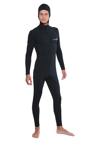 Herren Ganzkörper-Badeanzug mit integrierter Kapuze, UV-Schutz, Bademode, LSF 50+, Schwarz, Schwarz, XL Herren Ganzkörper-Badeanzug mit integrierter Kapuze, UV-Schutz, Bademode, LSF 50+, Schwarz, Schwarz, XL von EcoStinger