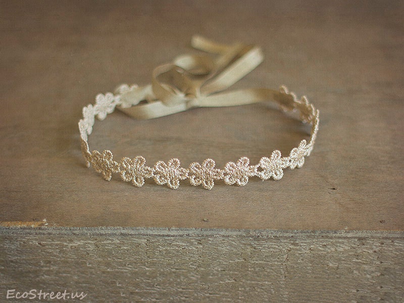 Baby Stirnband, Gold Spitze Krone, Newborn Girl Photo Prop, Rts, Taufe von EcoStreet