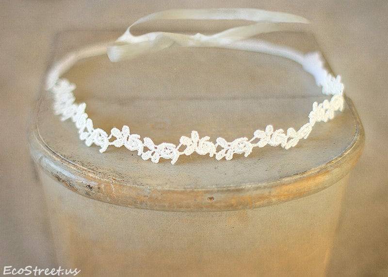 Baby Stirnband, Off White Lace , Newborn Mädchen Foto Prop, Neugeborenen Requisiten, Rts, Taufe, Requisiten von EcoStreet