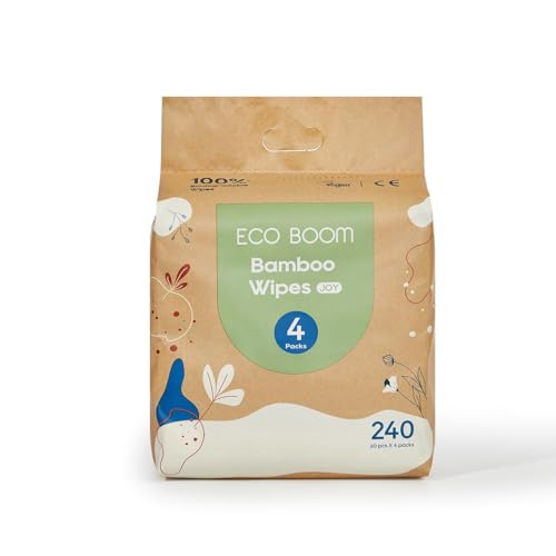 Ecoboom biologisch abbaubare Bambustücher, 60 Stück, 4 Stück Ecoboom biologisch abbaubare Bambustücher, 60 Stück, 4 Stück von Ecoboom
