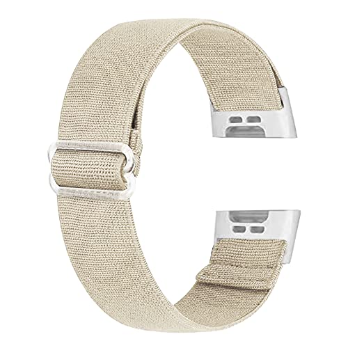 Ecogbd Elastic Ersatzarmband Kompatibel mit Fitbit Charge 3 Armband/Fitbit Charge 4 Armband, Weiches Gewebe Nylon Sportuhrarmband Armbänder für Frauen Männer (Beige) von Ecogbd