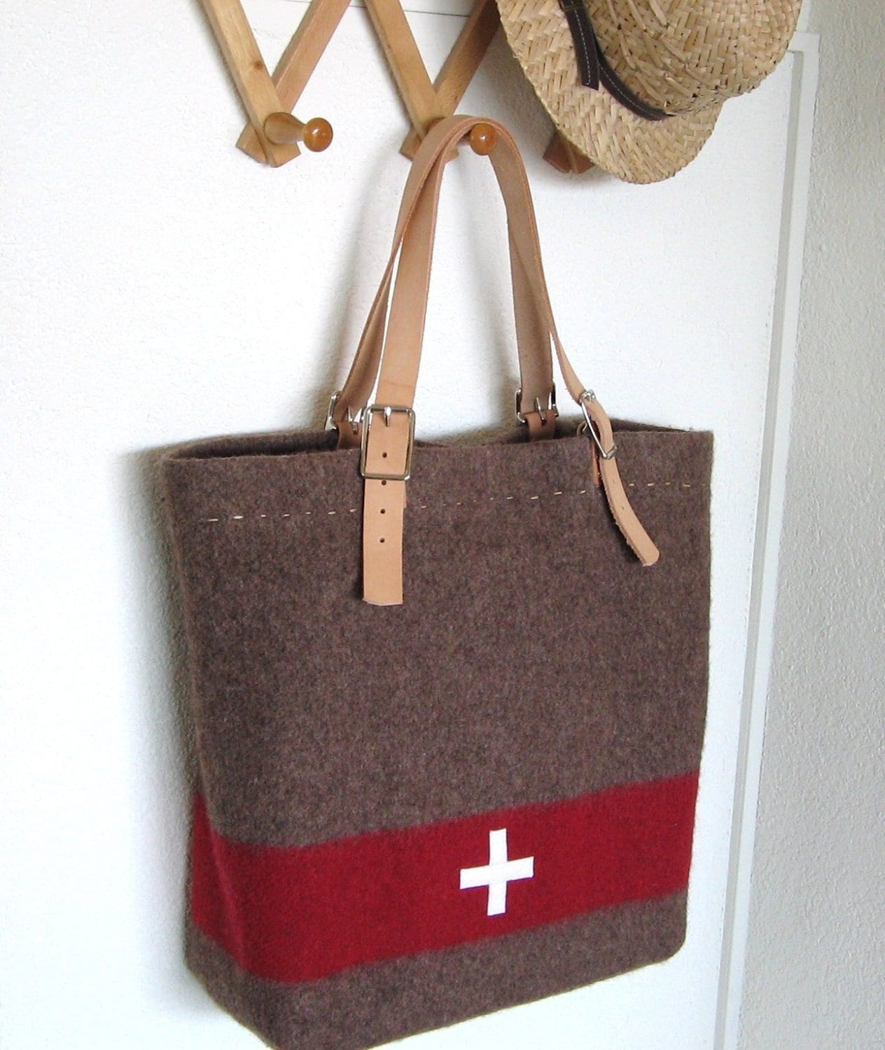 Echte Schweizer Armee Decke - Wolltasche Camping Picknick Tasche -Einkaufen-Bürotasche- Military Style von Ecolution
