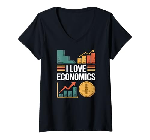 Damen I Love Economics Diagramm- und Grafikdesign T-Shirt mit V-Ausschnitt Damen I Love Economics Diagramm- und Grafikdesign T-Shirt mit V-Ausschnitt von Economics Charts Graphs Data Analysis Passion