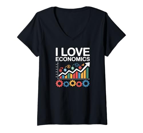 Damen Ich Liebe Wirtschaftsgrafiken, Charts, Enthusiast T-Shirt mit V-Ausschnitt von Economics Enthusiast Graphs Charts Money Trends