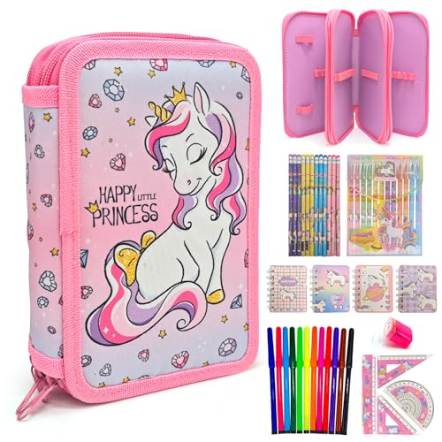 Ecoret-Pro 47 Teilen Federmäppchen Einhorn, 3er Mäppchen Mädchen, Stiftemäppchen Kinder, Federmäppchen Set, Federmappe Gefüllt Ideales Schulkind Geschenk mit Stiften, Malset & mehr Ecoret-Pro 47 Teilen Federmäppchen Einhorn, 3er Mäppchen Mädchen, Stiftemäppchen Kinder, Federmäppchen Set, Federmappe Gefüllt Ideales Schulkind Geschenk mit Stiften, Malset & mehr von Ecoret-Pro