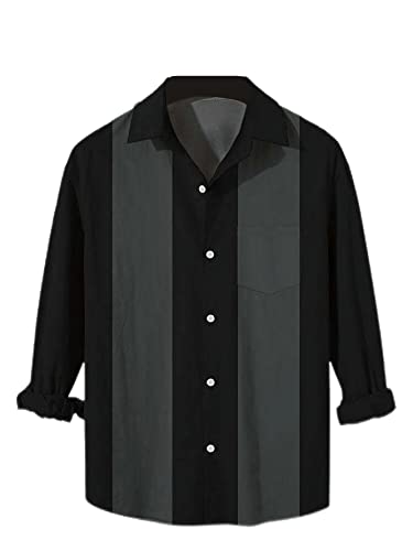 Herren Kurzarm Button Down Bowling Shirts Hawaii Casual Gedruckt Sommer Regular Fit Strand Aloha Shirt, Z-bowling Kontrast, Klein von Ecosunny
