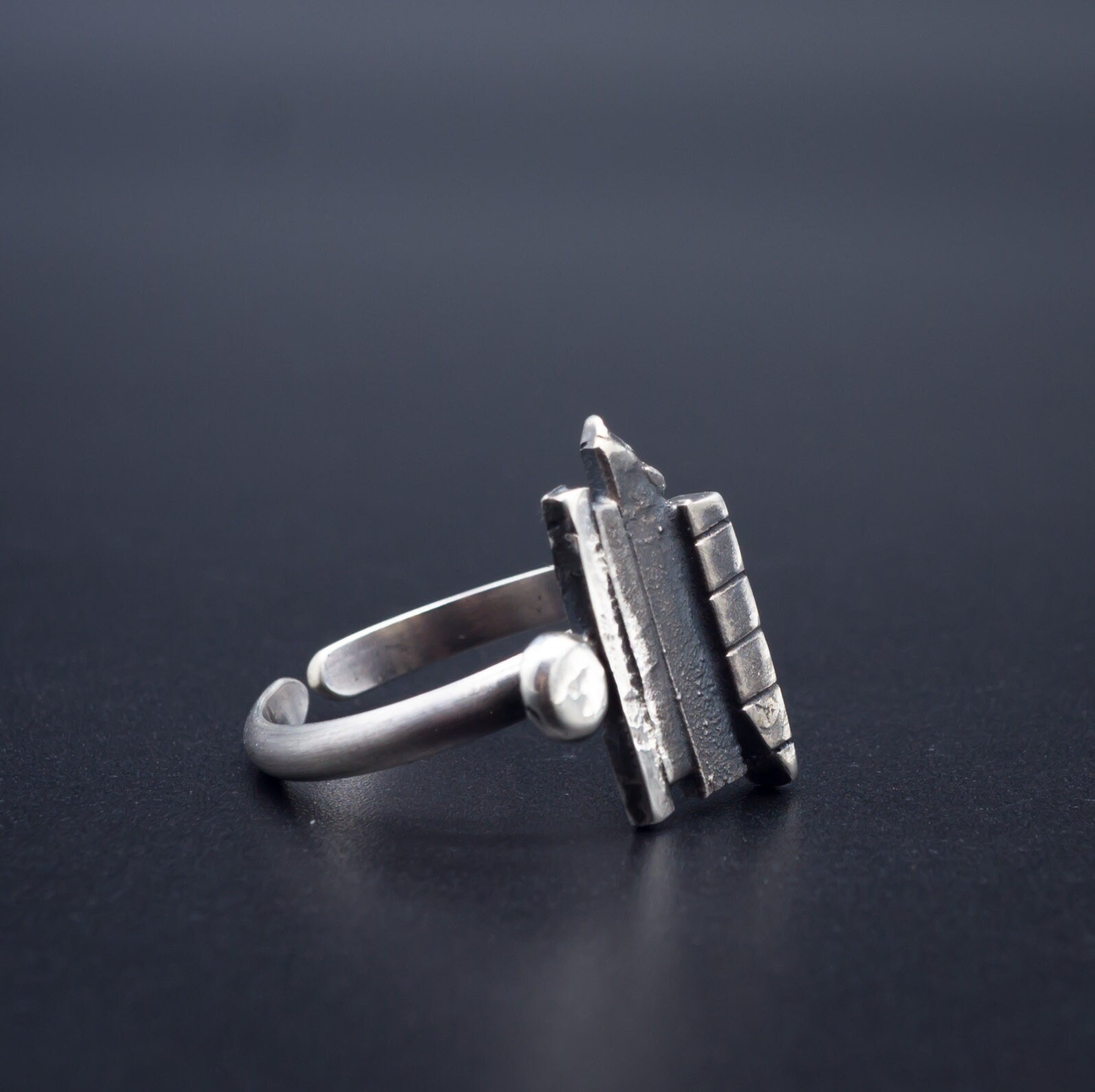 Brutalist Sterling Silber Ring | Einzelstück Handgefertigt in Oregon, Usa von EcotoneJewelers