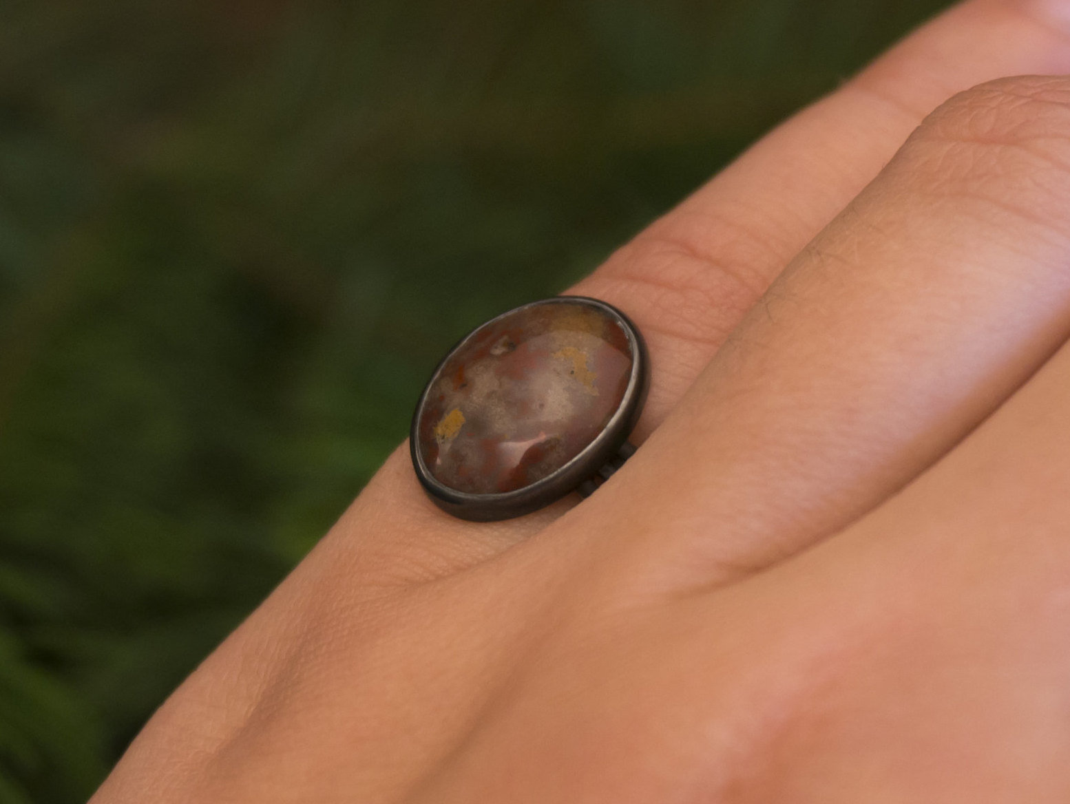 Roter Moosachat Ring | Ringe Für Jeden Tag Oxidiertes .999~.925 Silber von EcotoneJewelers