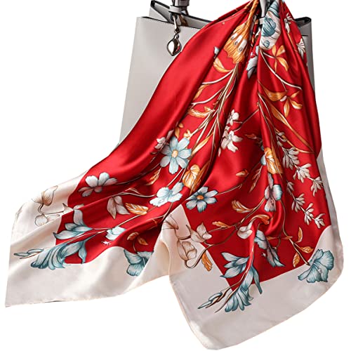 Ecroon Damen Halstucher Seidentuch Scarf Halstuch Handgelenk Kopftücher Schal Quadrat SeideSchal Gefühl Schals Halstuch von Ecroon
