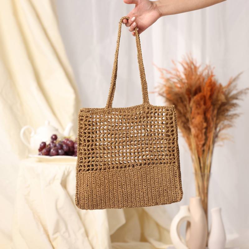 Moderne Gewebte Tasche, Handgemachte Netz Boho Netzbeutel, Häkeln Strandtasche, Stroh Mesh Kupplung Sommerhandtasche, Luxus von EcruHandmadeDesign