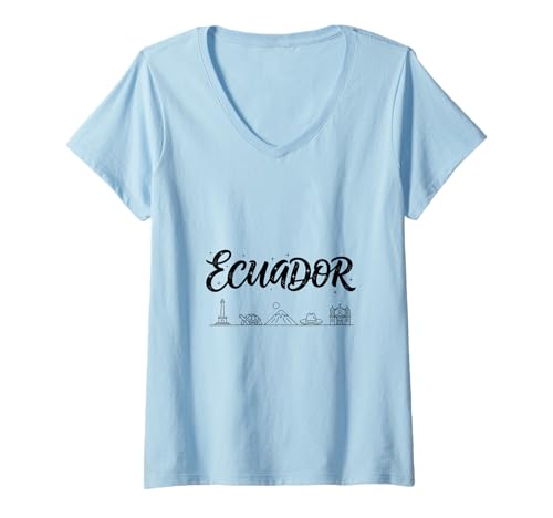 Damen Ecuador Skyline Reise Urlaub Outfits T-Shirt mit V-Ausschnitt Damen Ecuador Skyline Reise Urlaub Outfits T-Shirt mit V-Ausschnitt von Ecuador Casual Clothes T-Shirts