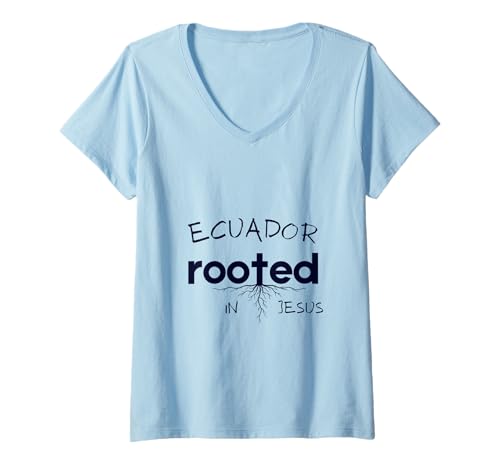Damen Ecuador verwurzelt in Jesus christlicher Kunst T-Shirt mit V-Ausschnitt Damen Ecuador verwurzelt in Jesus christlicher Kunst T-Shirt mit V-Ausschnitt von Ecuador Faith Christ Clothing T-Shirts