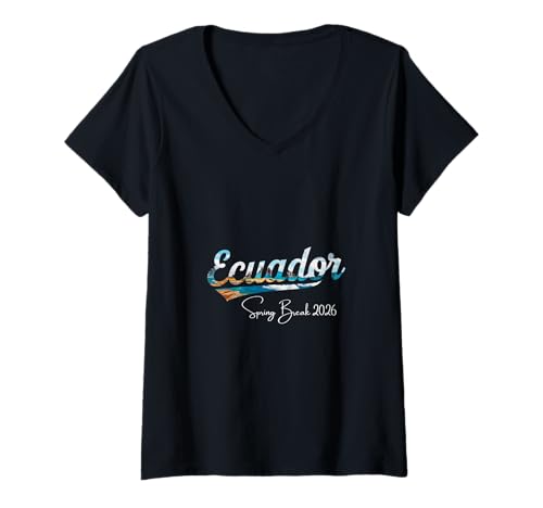 Damen Ecuador Spring Break 2025 Urlaubsreisen T-Shirt mit V-Ausschnitt von Ecuador Spring Break Clothes T-Shirts