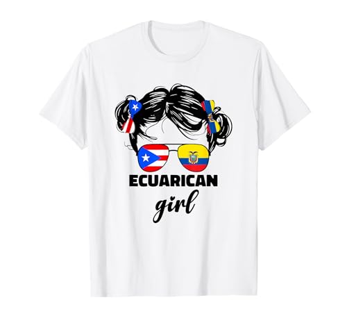 Halb ecuadorianische und puertoricanische Rico-Flagge Ecuadors für Kinder und Mädchen T-Shirt von Ecuadorian And Puerto Rican Girl Designs Co.