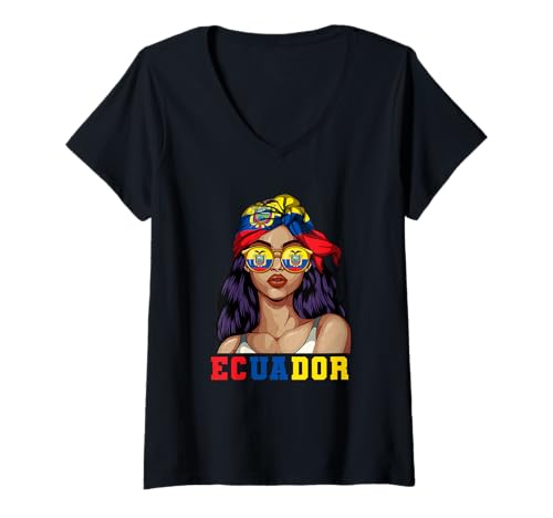 Damen Ecuador Ecuadorianer Frau T-Shirt mit V-Ausschnitt Damen Ecuador Ecuadorianer Frau T-Shirt mit V-Ausschnitt von Ecuadorianer Ecuador Geschenk