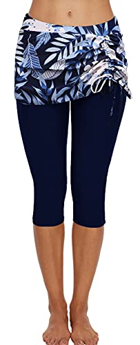 Ecupper Badehose Damen Lang Schwimmhose Capri Badeleggings Mit Rock Schwimm von Ecupper