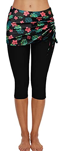 Ecupper Badehose Damen Lang Schwimmhose Capri Badeleggings Mit Rock Schwimm von Ecupper