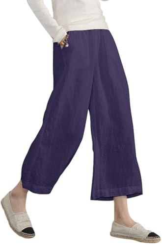 Ecupper Capris Hose Damen Sommer Übergröße Baumwolle Lässig Hose Stoffhose Weitehosen Dunkelviolett 4XL Ecupper Capris Hose Damen Sommer Übergröße Baumwolle Lässig Hose Stoffhose Weitehosen Dunkelviolett 4XL von Ecupper