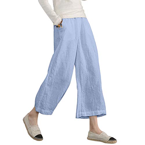 Ecupper Capris Hose Damen Sommer Übergröße Baumwolle Lässig Hose von Ecupper