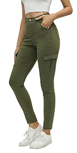 Ecupper Cargohose Damen Jeans High Waist Multi Taschen Skinny Wanderhose Outdoorhose von Ecupper