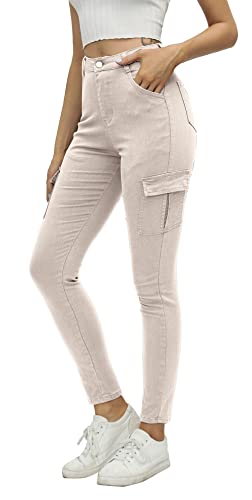 Ecupper Cargohose Damen Jeans High Waist Multi Taschen Skinny Wanderhose Outdoorhose von Ecupper