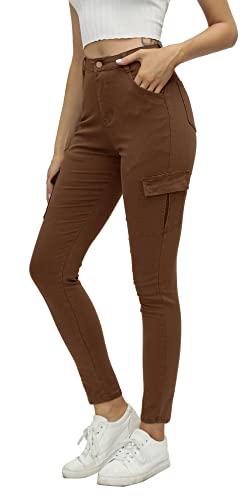 Ecupper Cargohose Damen Jeans High Waist Multi Taschen Skinny Wanderhose Outdoorhose von Ecupper