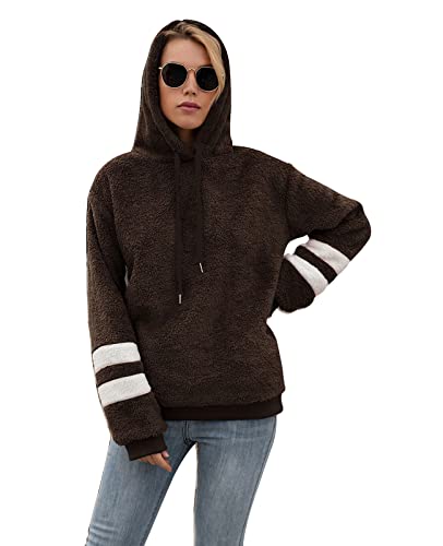 Ecupper Damen Pullover Warm Sweatshirt Langärmeliger Hoodie Winter Plüsch Kapuzenpullover Braun M von Ecupper