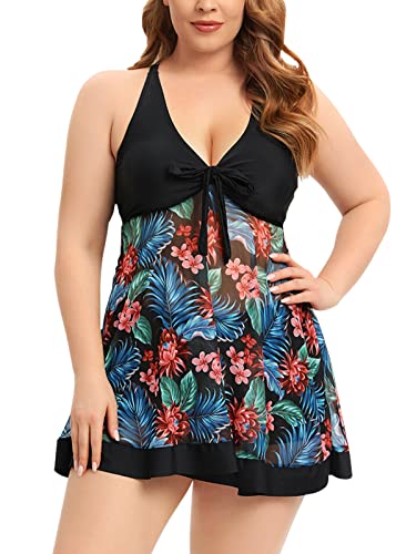 Ecupper Damen Tankini Sets Spitze Badeanzüge Plus Größe Badekleid Floral Zwei Stück Badeanzug mit Boyshorts Ecupper Damen Tankini Sets Spitze Badeanzüge Plus Größe Badekleid Floral Zwei Stück Badeanzug mit Boyshorts von Ecupper