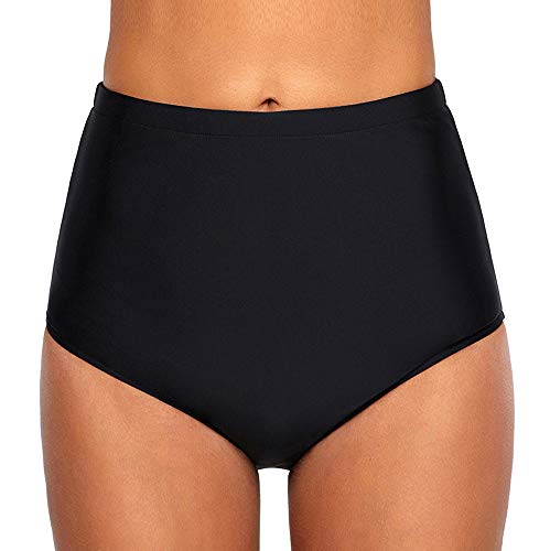 Ecute Damen Bikini Hose High Waist Bikinihose Hoher Taille Schwimmen Slip, M, Schwarz von Ecute