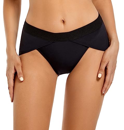 Ecute Damen Bikini Hose Schwarz High Waist Bikinihose Hoher Taille Schwimmen Slip M von Ecute