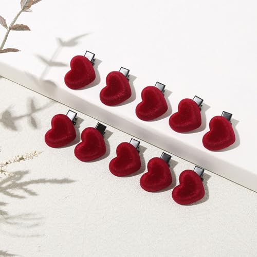10 Stück Valentinstag Haarspange Rot Herz Clip Kleine Liebe Alligator Clips Valentinstag Haarspange Weinrot Herzform Clip Design Mädchen Frauen Haarschmuck für Valentinstag Muttertag Party von Ecuupas