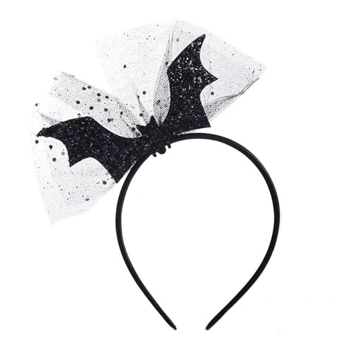 Ecuupas Halloween Stirnband Glitzer Fledermaus Haarband Mode Mesh Haarreifen Design rutschfeste Erwachsene Cosplay Kopfbedeckung für Halloween Party Kostüm Haarschmuck Fledermaus (Fledermaus, Medium) von Ecuupas