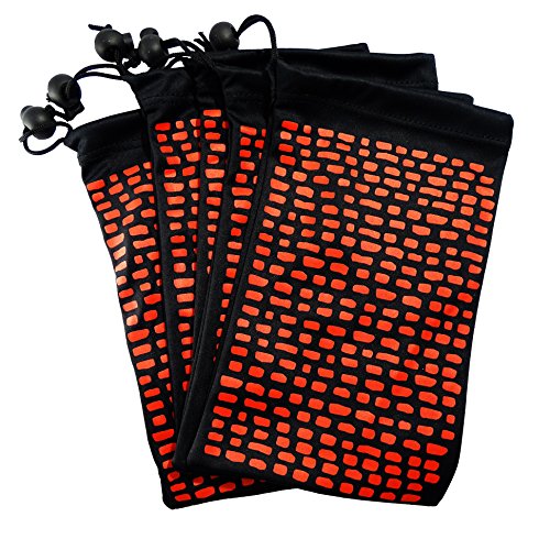 Mikrofaser Brillenputztuch Tasche - Mikrofaserbeutel fur Brille, Sonnenbrille, Kamera Objektiv mit Kordelzug. Brillen Leicht Finden, Reinigen und Stilvoll Aufbewahren. 3 * Rot auf Schwarz von Ed Hicks