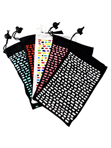 Ed Hicks Mikrofaser Brillenputztuch Tasche - Mikrofaserbeutel fur Brille, Sonnenbrille, Kamera Objektiv mit Kordelzug. Brillen Leicht Finden, Reinigen und Stilvoll Aufbewahren. 5 * Mehrfarbig von Ed Hicks