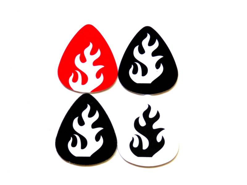 Einzigartige Musik Schmuck - Guitar Pick Halskette Oder Schlüsselanhänger Mit Feuer Grafik in Verschiedenen Farben Perfekte Musik-Geschenk Für von EdFuchsMusicGifts