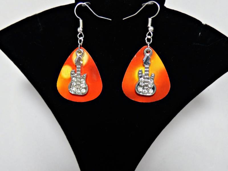Plektrum Ohrringe - Gitarre Orange Pick Guitar E-Gitarren Geschenk Für Musiker von EdFuchsMusicGifts