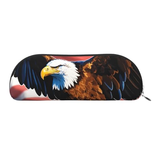 Adler mit USA-Flaggen-Druck, Make-up-Tasche, Federmäppchen, Federmäppchen, stilvolles Federmäppchen für Frauen, Reise-Kosmetiktasche, Silber, One Size, Kulturbeutel von EdWal