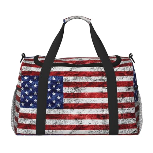Amerikanische Flagge, Motiv: Unabhängigkeit 4. Juli, Wochenendtasche für Damen, Reisetasche, persönliche Gegenstände, Reisetasche, Gepäck, Reisezubehör, Schwarz , Einheitsgröße von EdWal