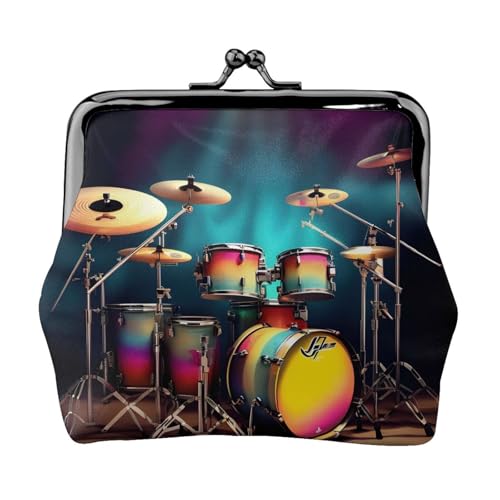 Cool Drums Set Druck Münzbörse Beutel Kleingeld Geldbörse mit Kussverschluss Kleine Vintage Pouch Geldbörse für Männer Frauen, Schwarz , Einheitsgröße, Münztasche von EdWal