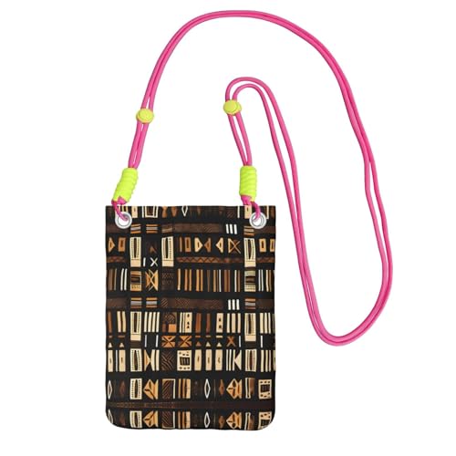 EdWal Afrikanische Schlammstoff-Umhängetasche für Damen, Mini-Handygeldbörsen, niedliche Handy-Geldbörse, zum Wandern, Reisen, Geschenk, Fuchusia, Einheitsgröße von EdWal