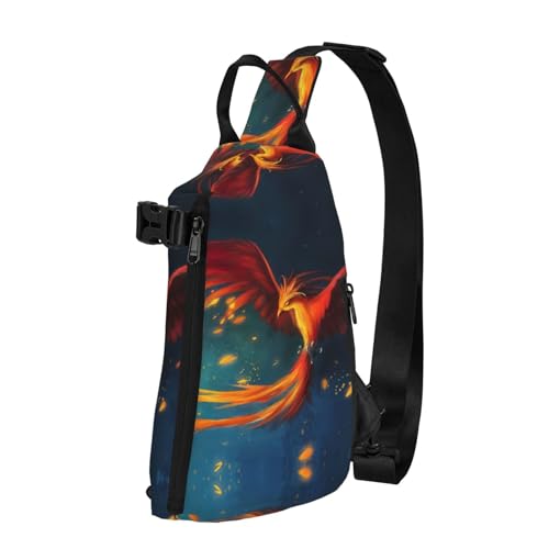 EdWal Brusttasche mit Otter-Druck, Umhängetasche, Schultertasche, für Reisen, Wandern, Radfahren, Camping, Orange-roter Phoenix, Einheitsgröße von EdWal
