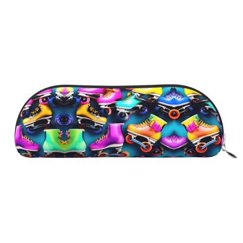 EdWal Bunte Rollschuhe Druck Make-up Tasche Mäppchen Bleistift Etui Stilvolle Bleistift Etui für Frauen, Reisen Kosmetiktasche, silberfarben, One size, Kulturbeutel von EdWal
