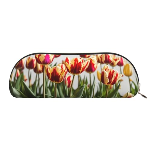 EdWal Bunte Tulpen Druck Make-up Tasche Bleistift Federmäppchen, Bleistift Box, stilvolle Bleistift Etui für Frauen, Reisen Kosmetiktasche, golden, One size, Kulturbeutel von EdWal