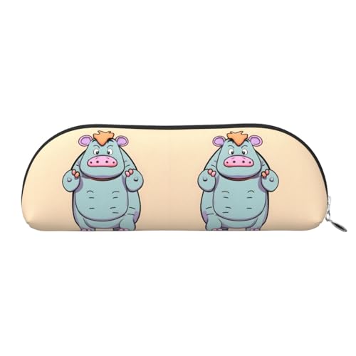 EdWal Cartoon Flusspferde Druck Make-up Tasche Federmäppchen Bleistift Federmäppchen Stilvolle Bleistift Etui für Frauen, Reisen Kosmetiktasche, silberfarben, One size, Kulturbeutel von EdWal