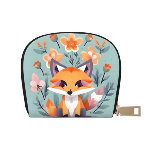EdWal Cute Animal Fox Flowers Print Card Holder Uni Credit Card Case for Men and Women Leather Card Holder, Slim Business Card, weiß, Einheitsgröße von EdWal