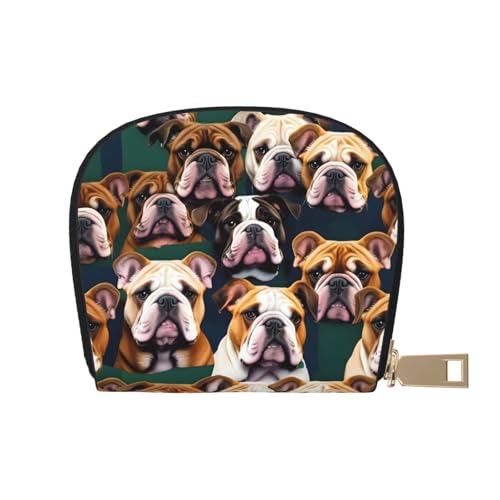 EdWal Cute English Bulldog Print Card Holder Uni Credit Card Case for Men and Women Leather Card Holder Slim Business Card, weiß, Einheitsgröße von EdWal