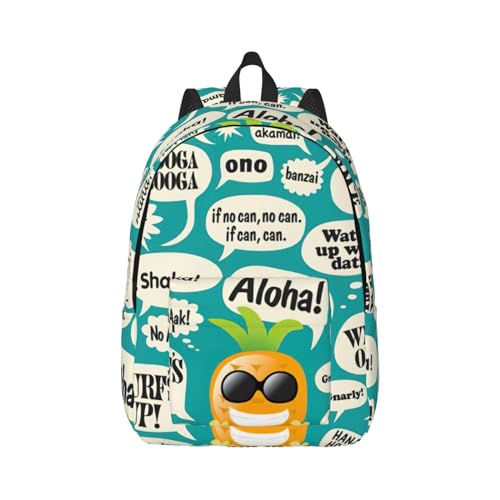 EdWal Damen-Rucksack aus Segeltuch mit Hawaii-Sprüchen, lässiger Tagesrucksack, Büchertasche für Laptop, Arbeit, Reisen, Wandern, Schwarz , M von EdWal